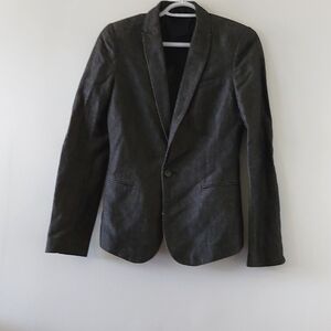 Diesel Black gold linen wool blend one botton blazer jacket size S